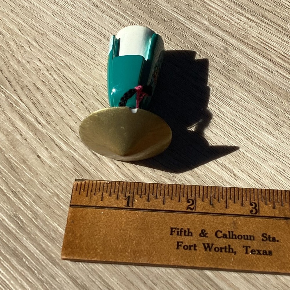Vintage Charming Doll Figurine with Conical Hat & Teal Robe Hand Painted Accent - Picture 7 of 7